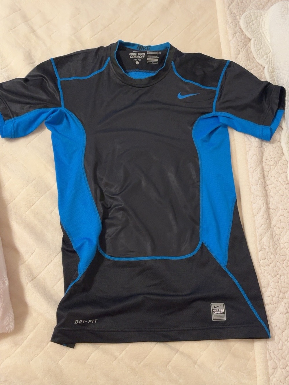 Nike Pro Combat Hypercool Compression Shirt Black Blue Large